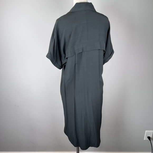 Flawless, Midi Charcoal Button Down Black Dress, Small - Picture 6 of 13